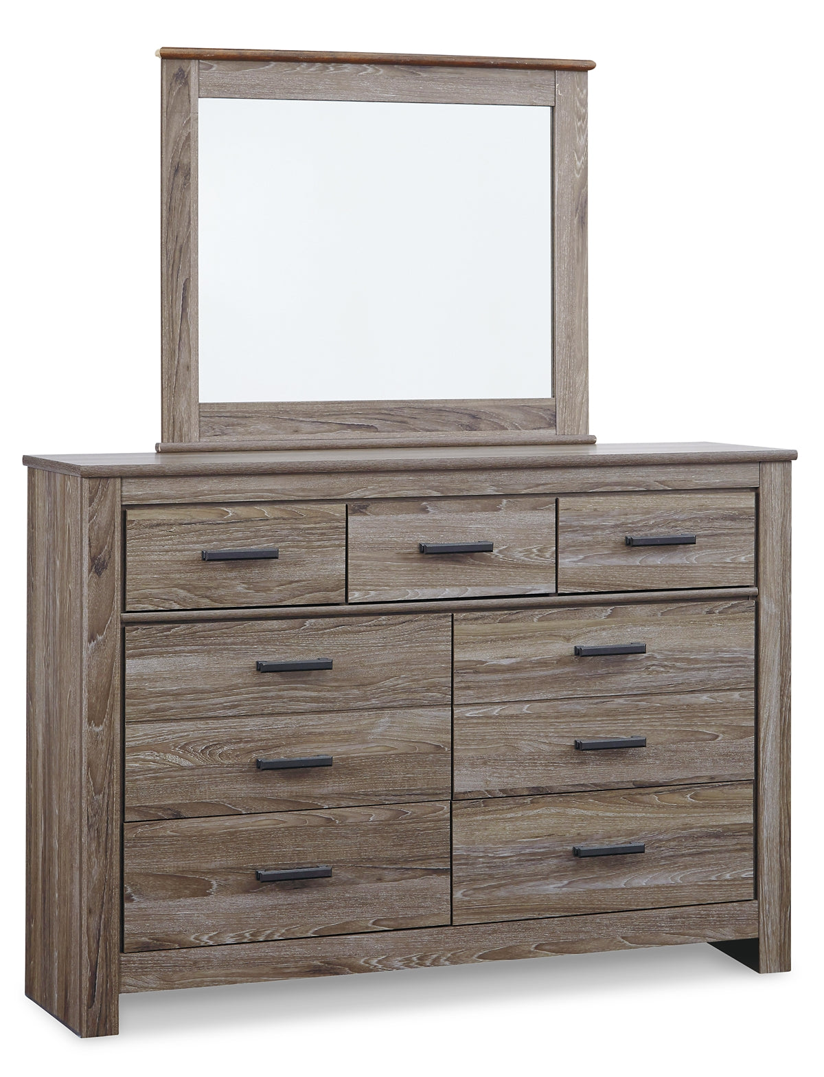 Zelen / Panel Headboard With Mirrored Dresser And Chest