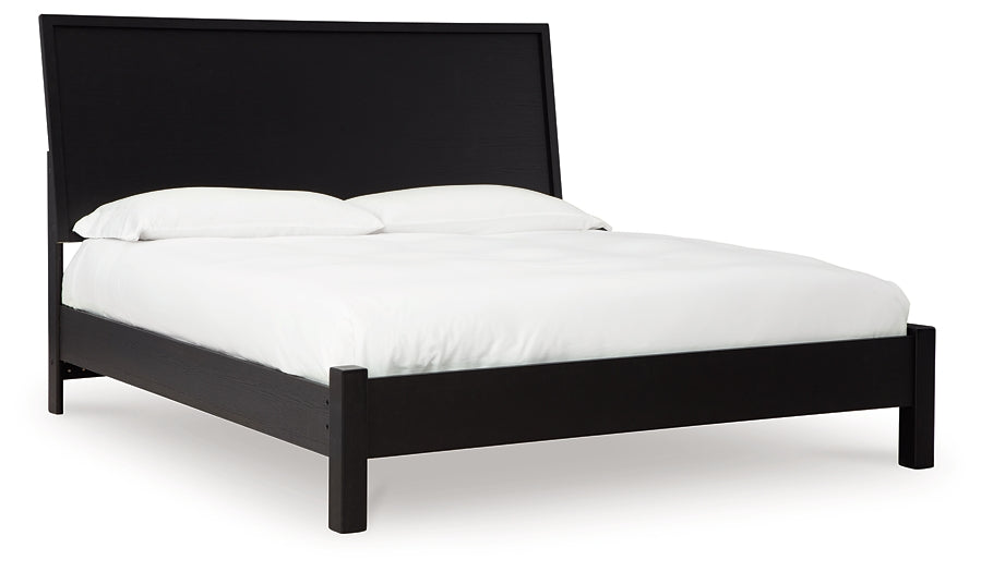 Danziar King Panel Bed with Mirrored Dresser, Chest and 2 Nightstands