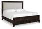 Neymorton California King Upholstered Panel Bed with Mirrored Dresser, Chest and Nightstand