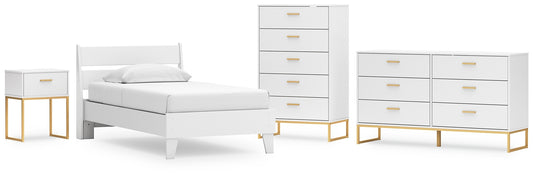 Socalle Twin Panel Platform Bed with Dresser, Chest and Nightstand