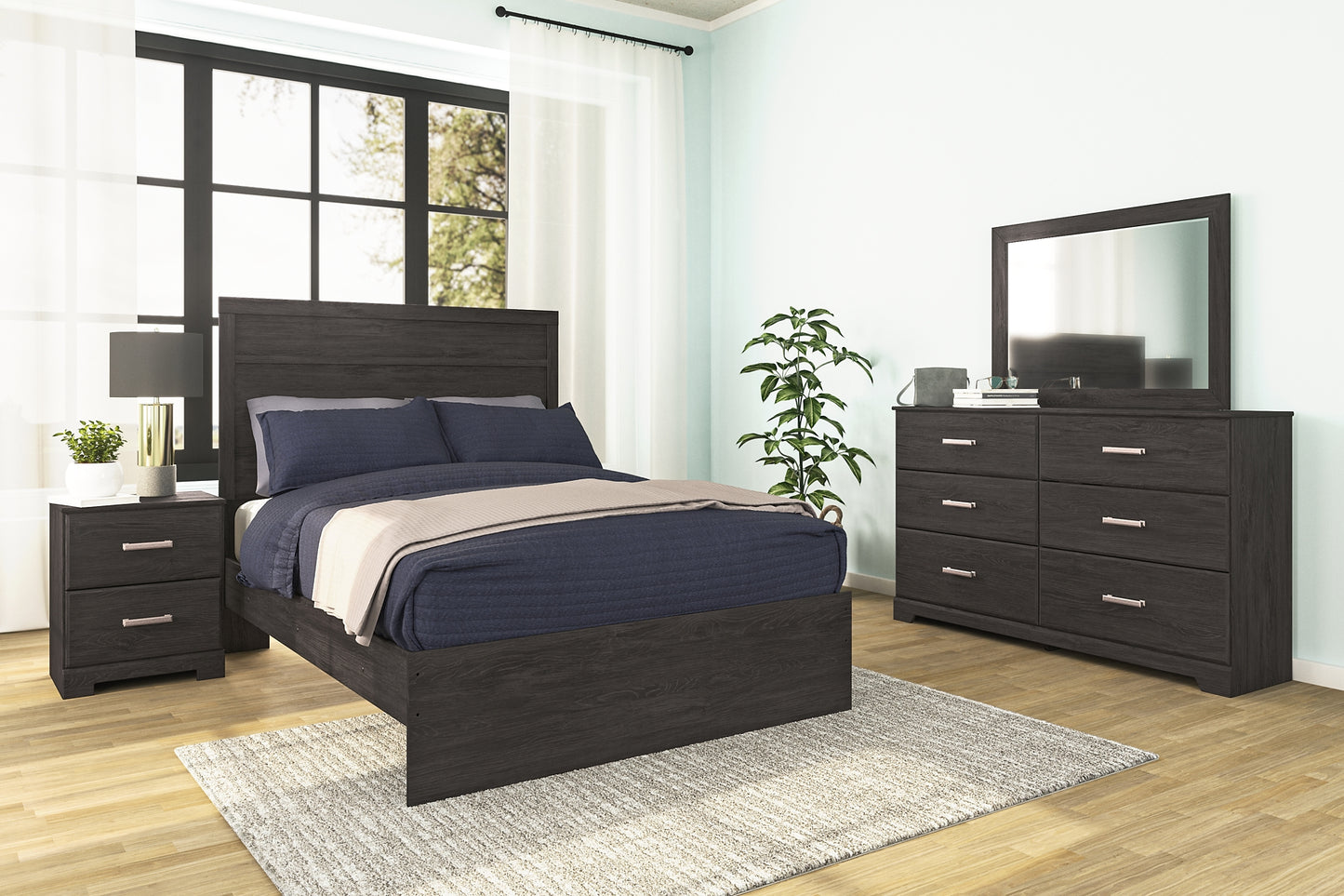 Belachime Full Panel Bed with Dresser and 2 Nightstands