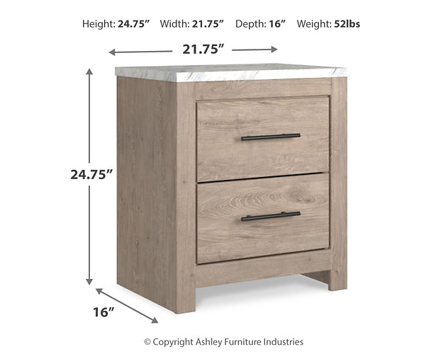 Senniberg King Panel Bed with Mirrored Dresser, Chest and Nightstand