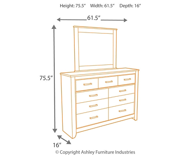 Zelen Full Panel Headboard with Mirrored Dresser