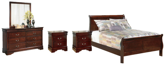 Alisdair Full Sleigh Bed with Mirrored Dresser and 2 Nightstands