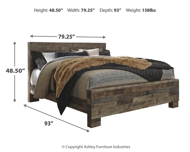 Derekson King Panel Bed with Mirrored Dresser, Chest and 2 Nightstands