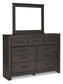 Brinxton King/California King Panel Headboard with Mirrored Dresser