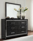 Kaydell King Panel Bed with Storage with Mirrored Dresser and 2 Nightstands