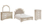 Realyn California King Upholstered Bed with Mirrored Dresser and Chest