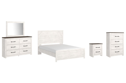 Gerridan Queen Panel Bed with Mirrored Dresser, Chest and Nightstand