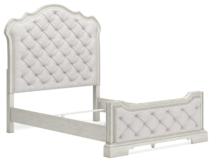 Arlendyne Queen Upholstered Bed with Mirrored Dresser