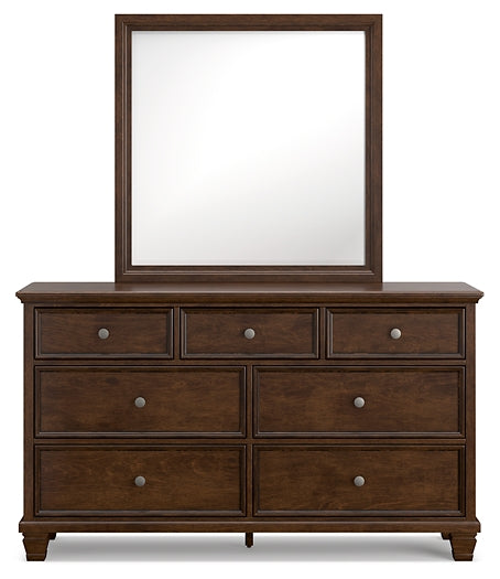 Danabrin California King Panel Bed with Mirrored Dresser, Chest and 2 Nightstands