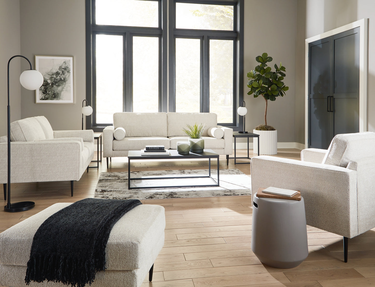 Hazela Sofa, Loveseat, Chair and Ottoman