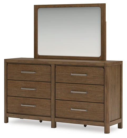 Cabalynn California King Upholstered Bed with Mirrored Dresser and Chest