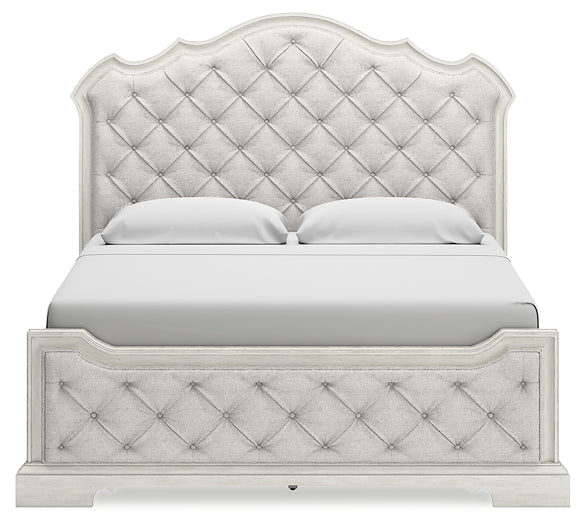 Arlendyne King Upholstered Bed with Mirrored Dresser and 2 Nightstands